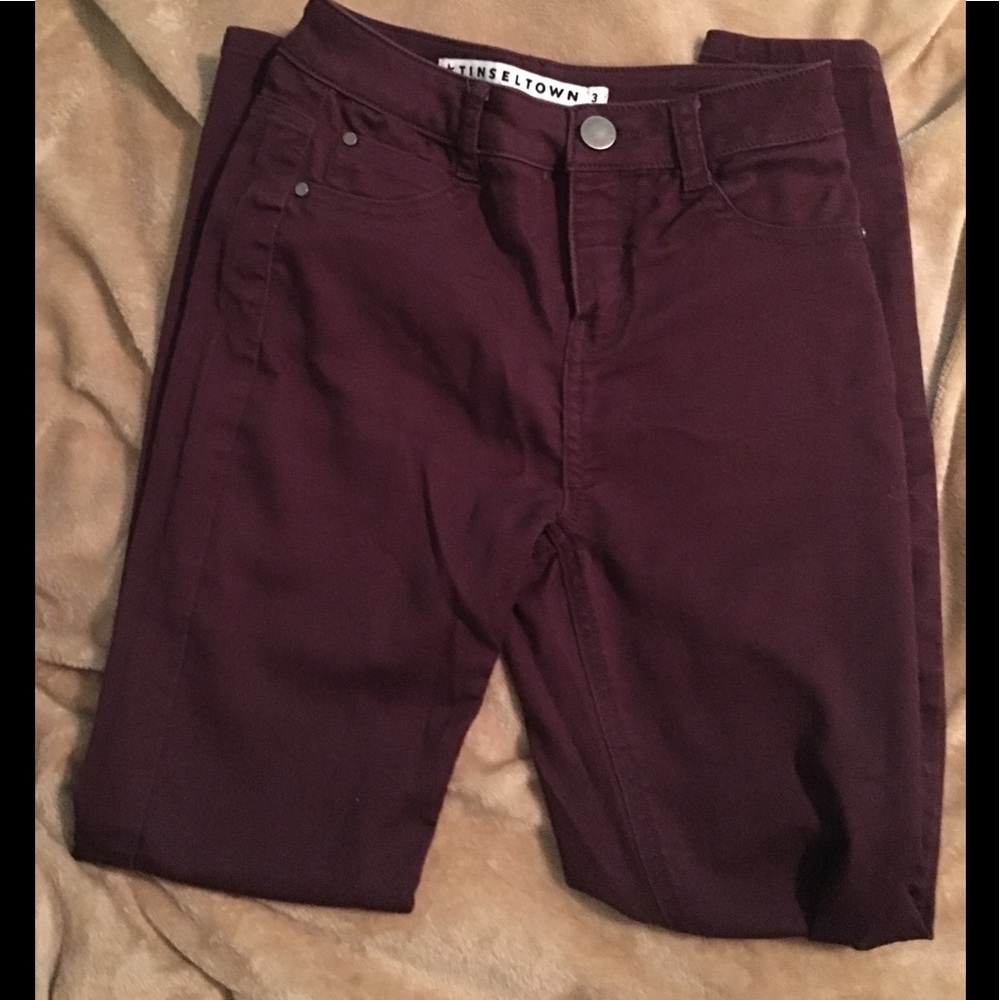Burgundy skinny jeans
